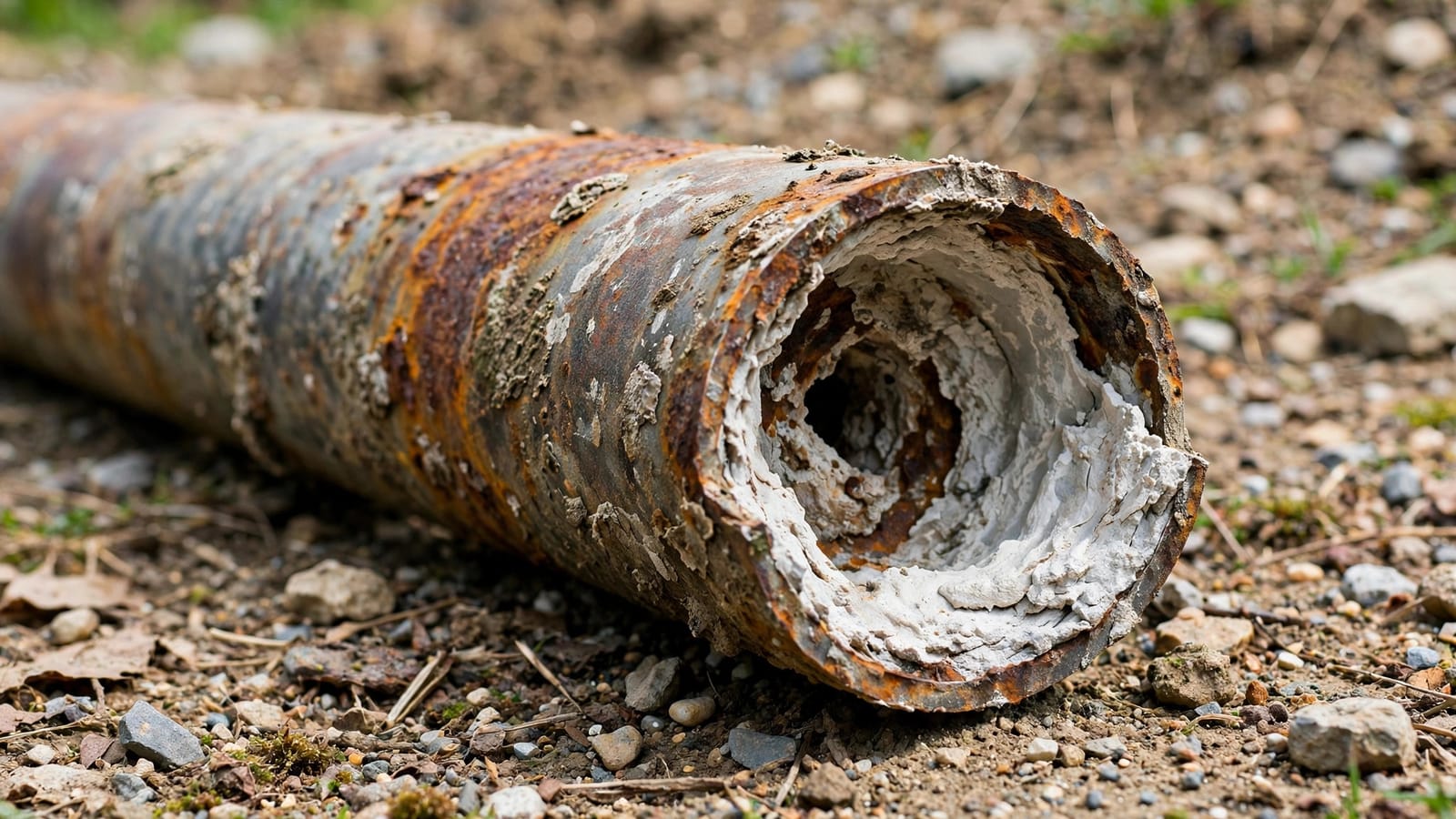 Old corroded galvanized water pipe removed during a service line replacement in Gardena, CA